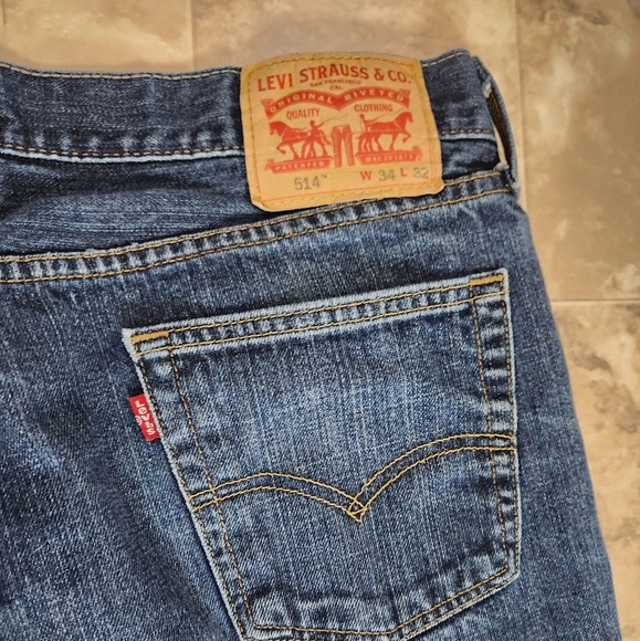 Mens Levi's 514 straight leg dark wash jeans 34 /32 - Picture 7 of 10
